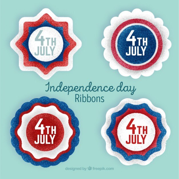 Free Vector watercolor decorative independence day badges