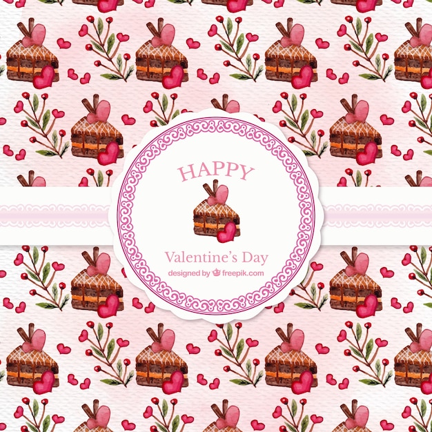 Free vector watercolor delicious cake pattern