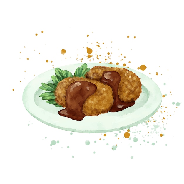 Free vector watercolor delicious croquetas illustration