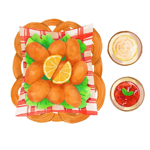 Free vector watercolor delicious croquetas illustration