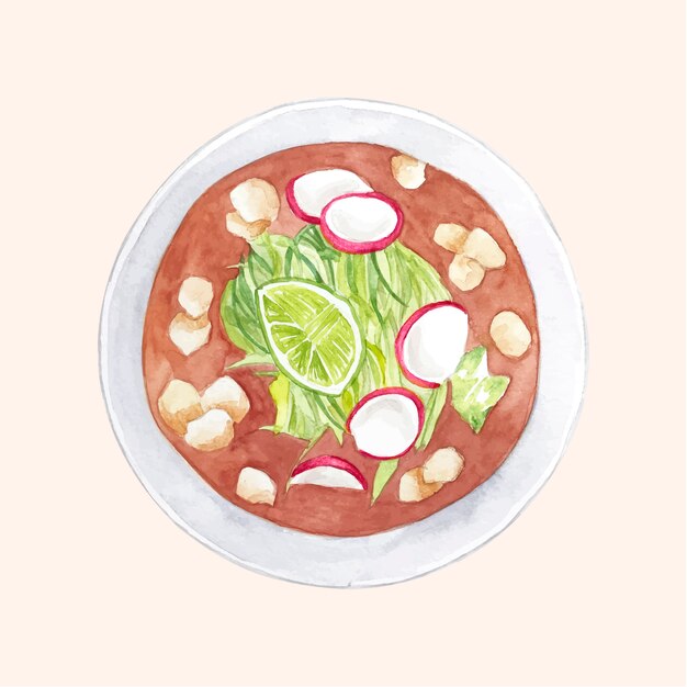 Watercolor delicious pozole illustration