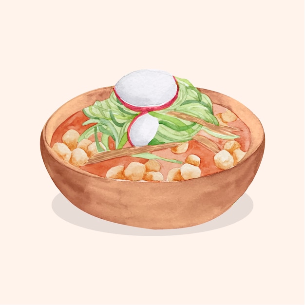 Illustrazione dell'acquerello delizioso pozole