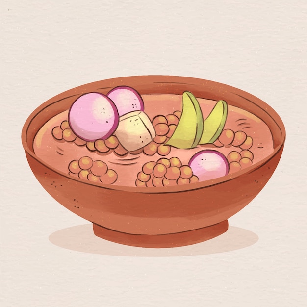 무료 벡터 수채화 맛있는 pozole 그림