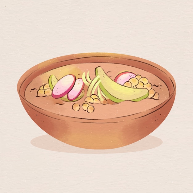 무료 벡터 수채화 맛있는 pozole 그림