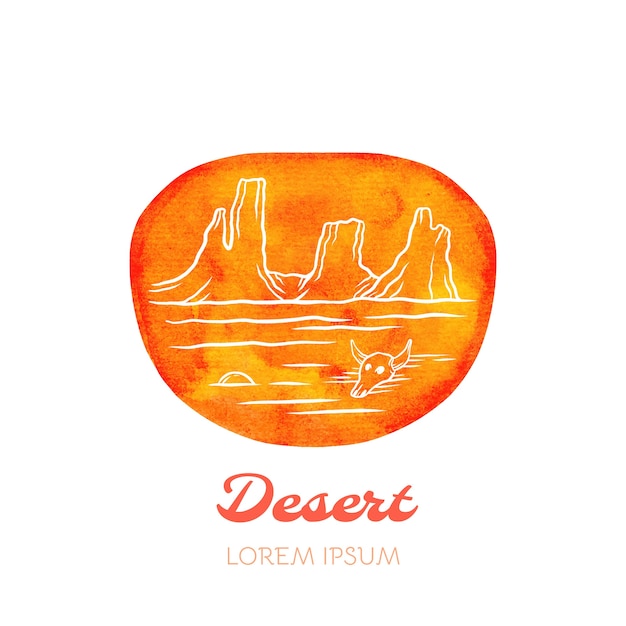 Vettore gratuito modello di logo del deserto dell'acquerello