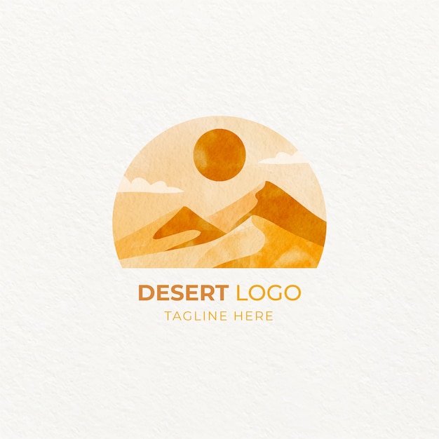 Modello di logo del deserto dell'acquerello