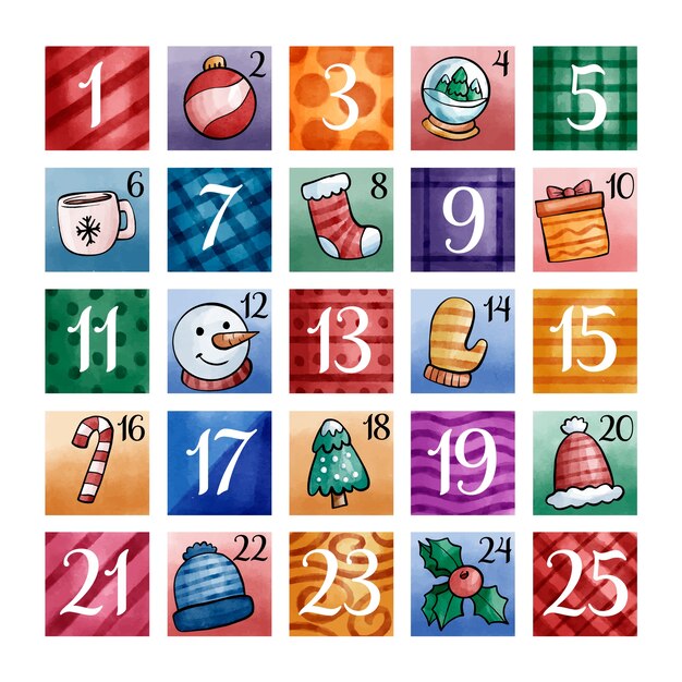 Watercolor design advent calendar