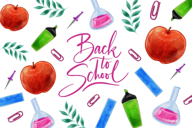 Free vector watercolor design back to school background