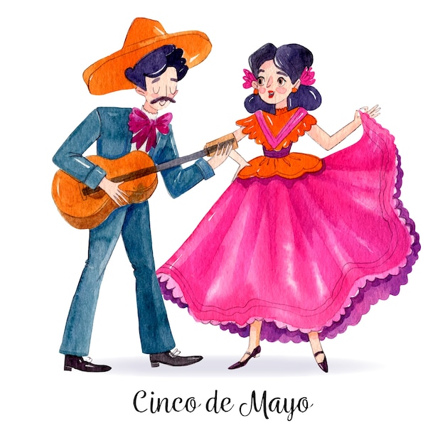 Бесплатное векторное изображение Акварельный дизайн синко де майо