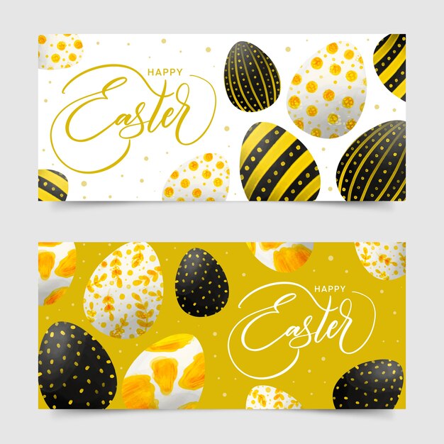 Watercolor design easter day banners
