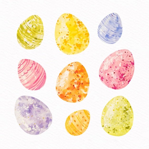 Free vector watercolor design easter day egg collection