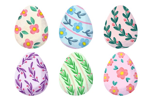 Watercolor design easter day egg collection