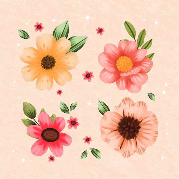 Free vector watercolor design elements collection for springtime season