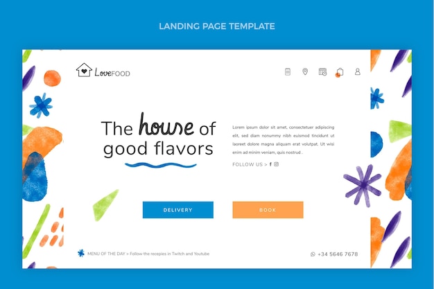 Free vector watercolor design of food landing page