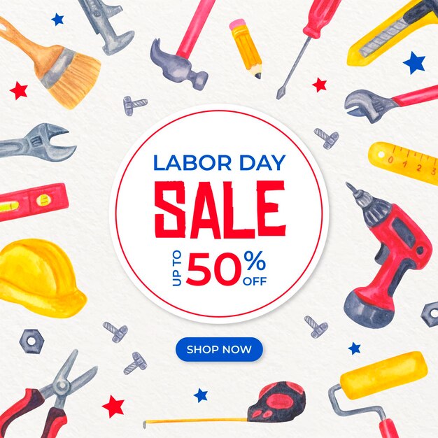 watercolor design labor day sale