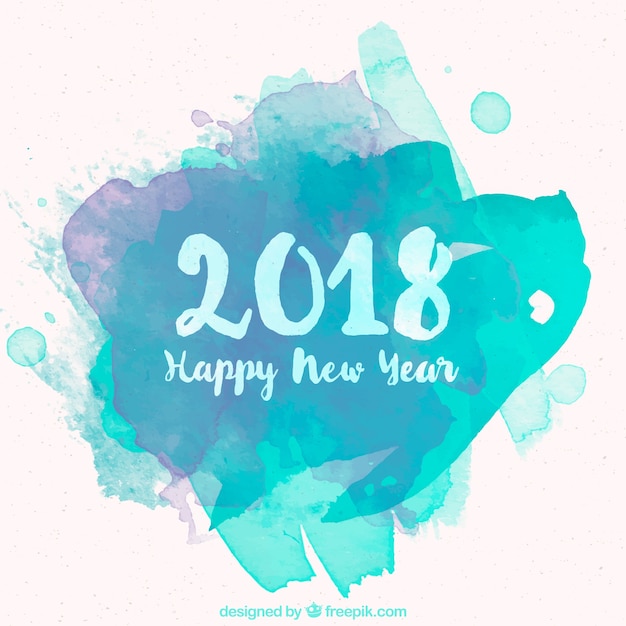 Watercolor design for new year 2018