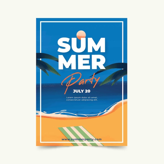 Free vector watercolor design summer party poster