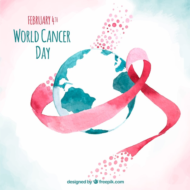 世界の癌の日の水彩画のデザイン