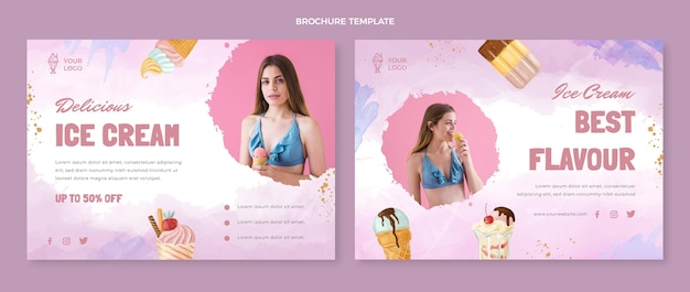 Modello di brochure per dessert ad acquerello