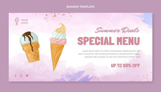 Free Vector watercolor dessert sale banner