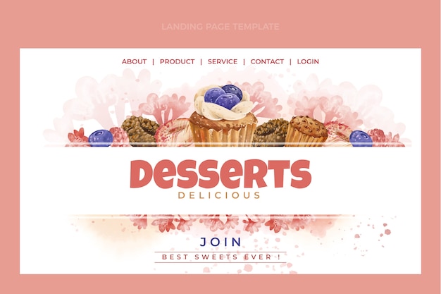 Watercolor desserts landing page