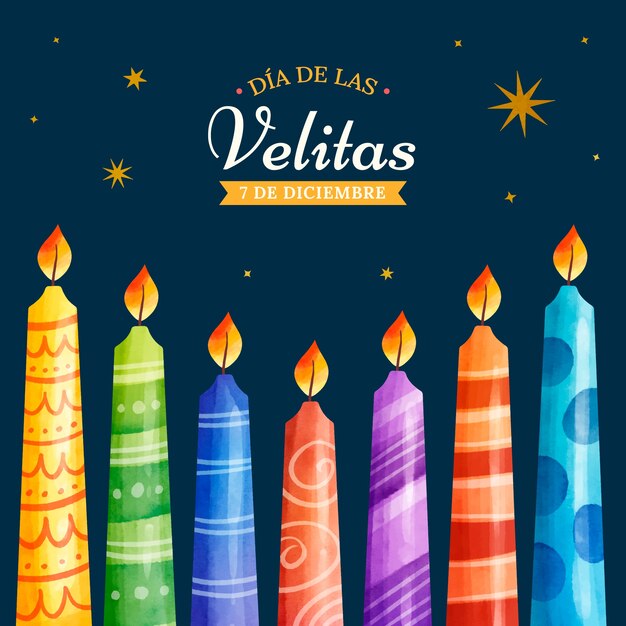 Акварель dia de las velitas иллюстрация