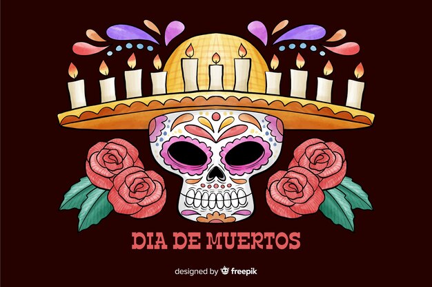 Watercolor dia de muertos background