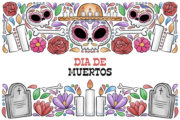 Priorità bassa dell'acquerello dia de muertos