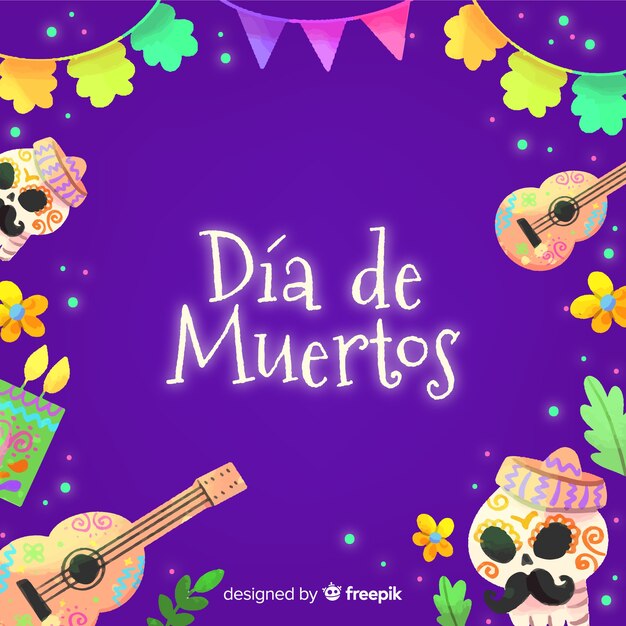 Watercolor dia de muertos background