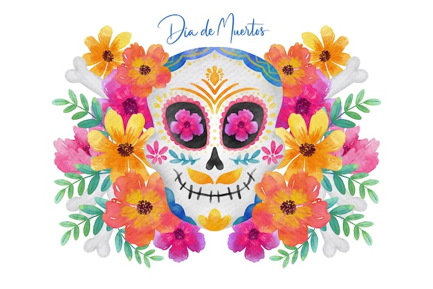 Free vector watercolor dia de muertos background