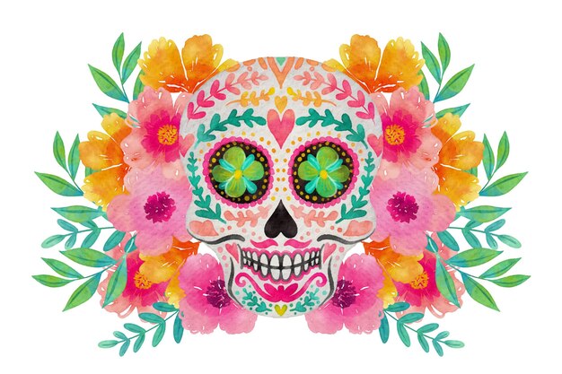 Watercolor dia de muertos background