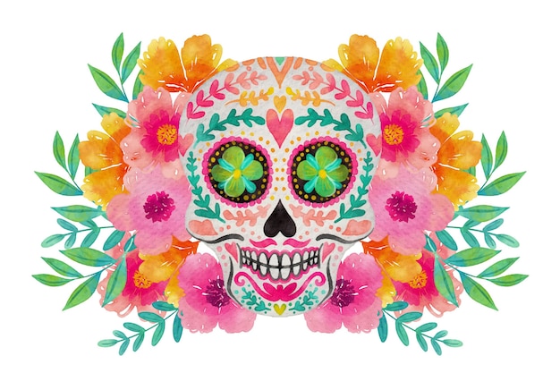 Watercolor dia de muertos background