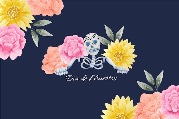 Watercolor dia de muertos background