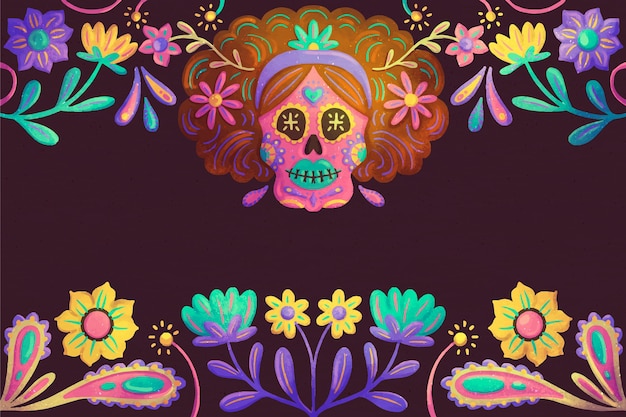 Watercolor dia de muertos background