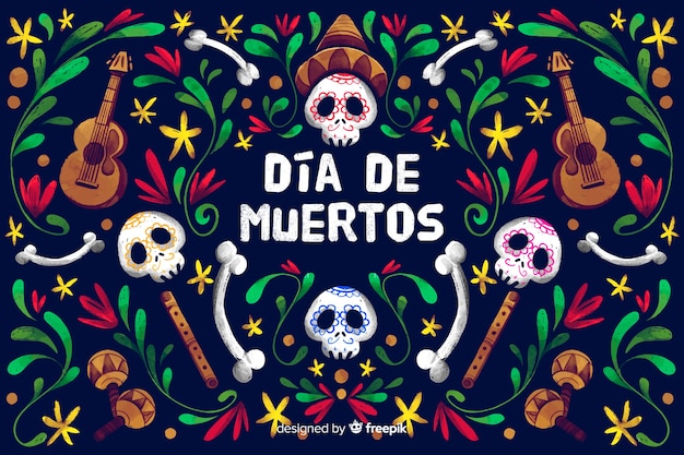 Watercolor dia de muertos background