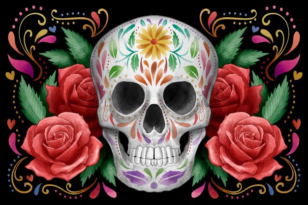 Watercolor dia de muertos background