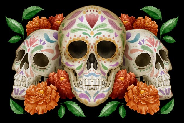 Акварельный фон dia de muertos