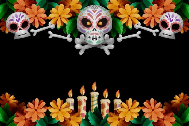 Бесплатное векторное изображение Акварельный фон dia de muertos