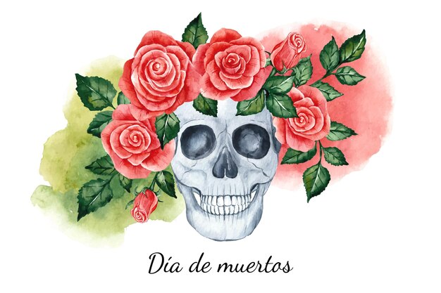 Watercolor dia de muertos background