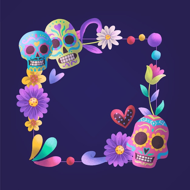 수채화 dia de muertos 프레임 템플릿