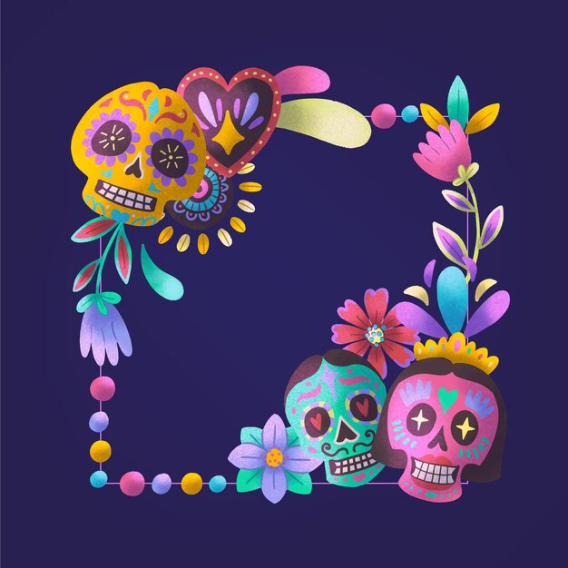 수채화 dia de muertos 프레임 템플릿