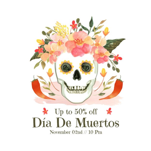 수채화 dia de muertos 판매 그림