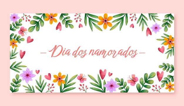 Free vector watercolor dia dos namorados banner