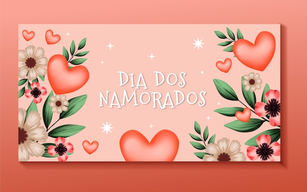 watercolor dia dos namorados social media post template