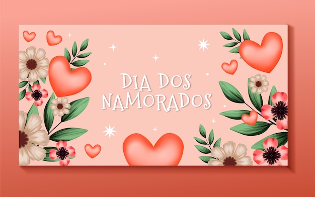 Free vector watercolor dia dos namorados social media post template