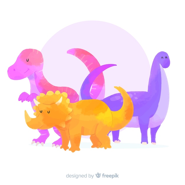 Watercolor dinosaur collection