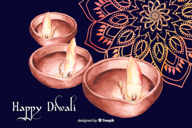 Free vector watercolor diwali background