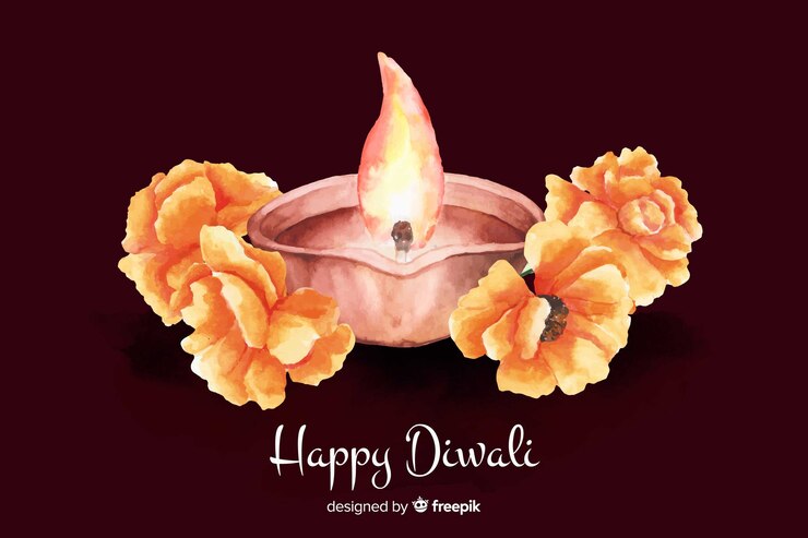 मुफ़्त वेक्टर watercolor diwali background