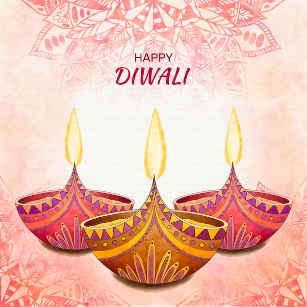 Vettore gratuito concetto di diwali dell'acquerello