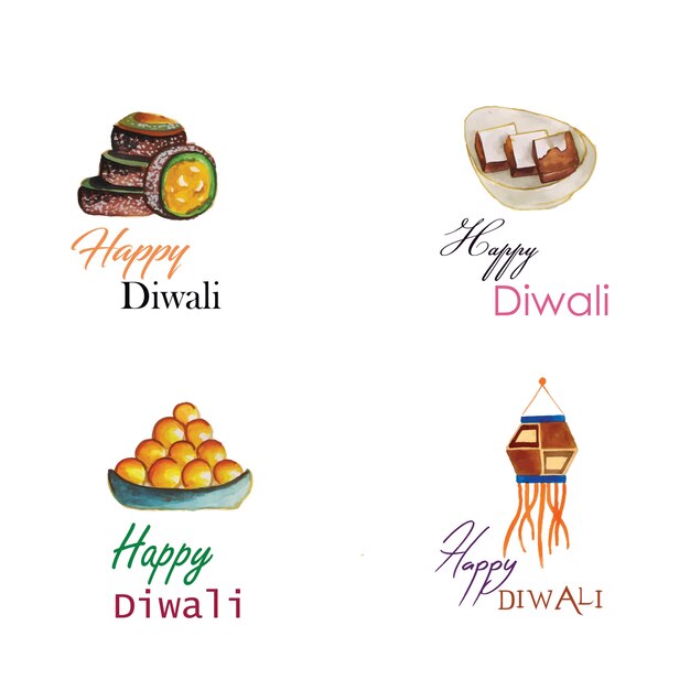 Watercolor Diwali Logo Collection